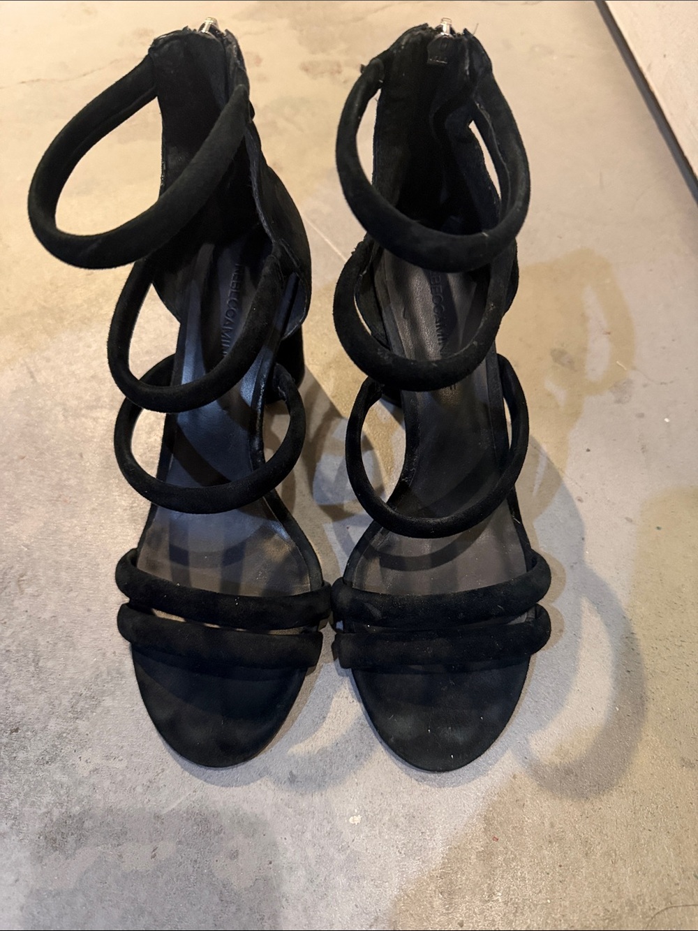 Rebecca Minkoff Black Multi-Strap Heeled Sandals